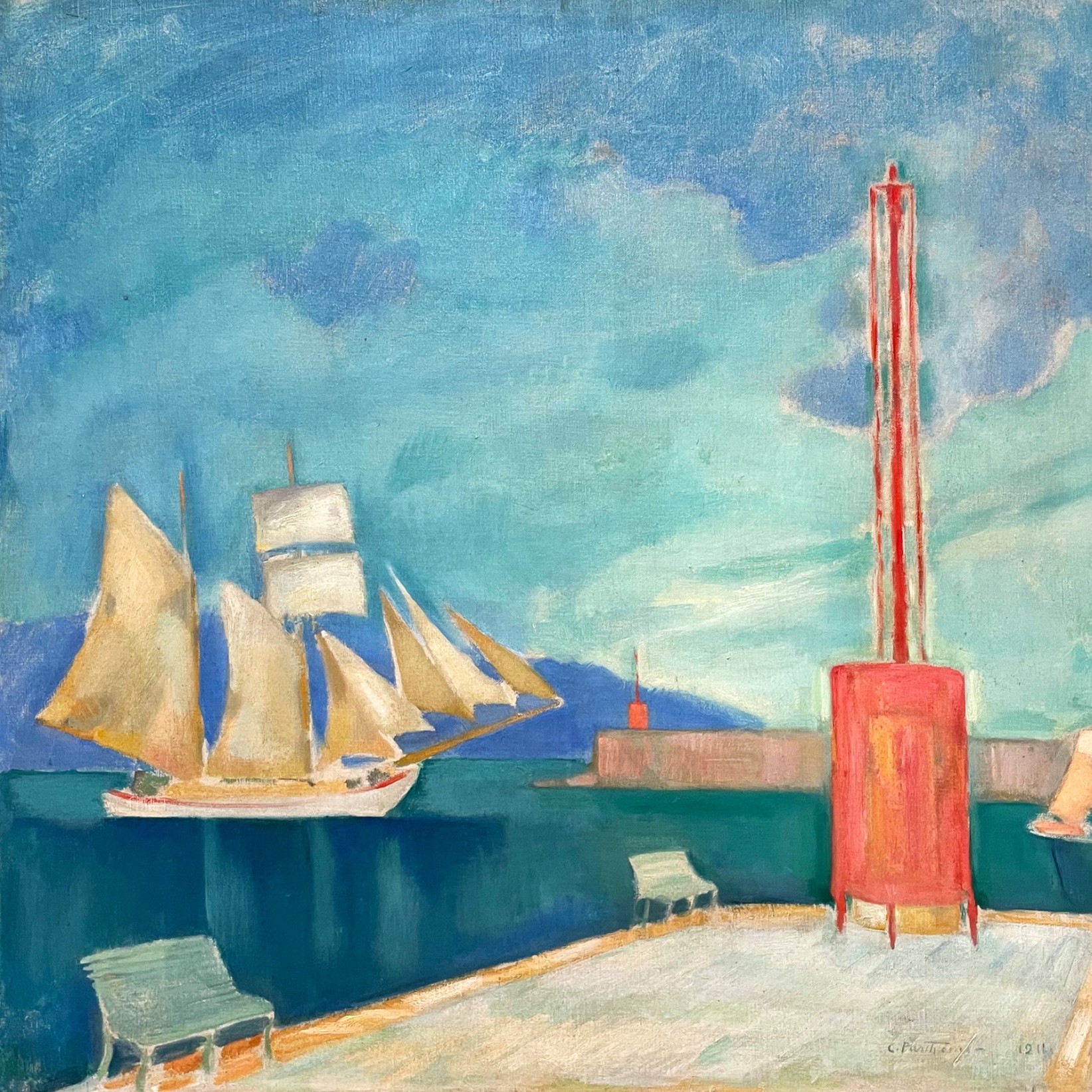 Константинос Парфенис — Гавань Каламаты, 1911 (холст, масло)