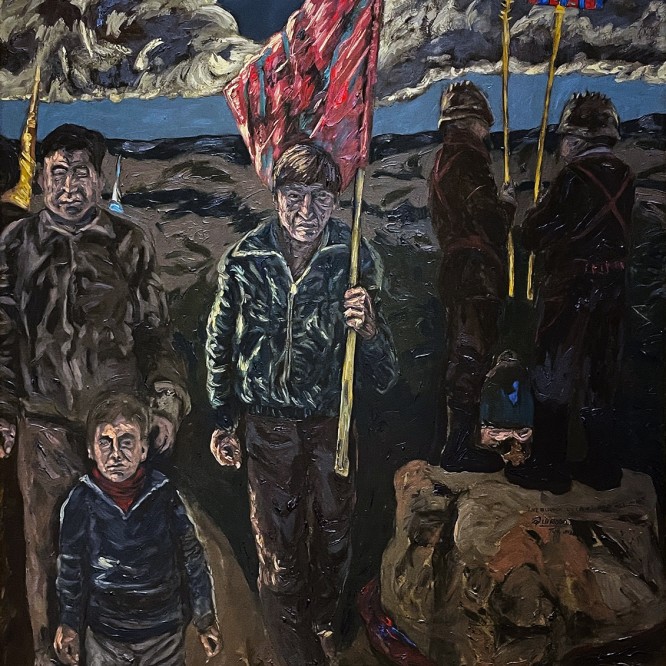 Виктор Квирога — Белый свет в стране индейцев, 1955 (холст, масло) правая створка