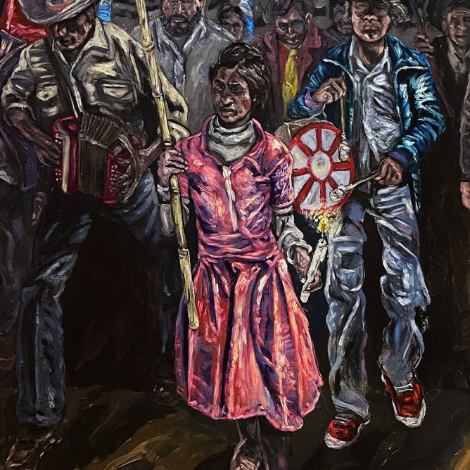 Виктор Квирога — Белый свет в стране индейцев, 1955 (холст, масло) середина