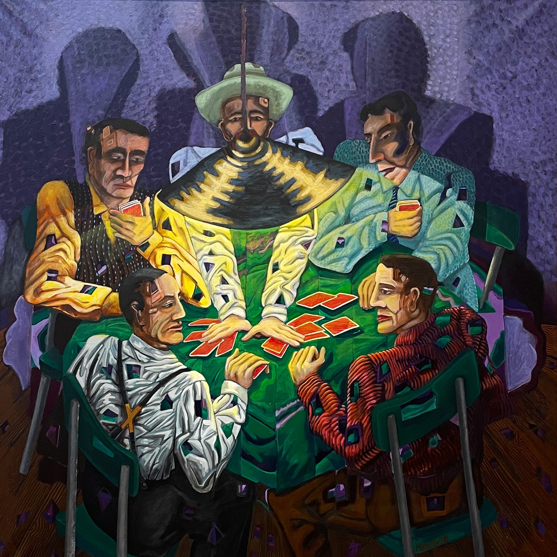 Виктор Меза — Игра в карты, 1951 (смешанная техника)