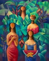 Марио Каррено — Женщины на плантации, 1988 (холст, масло). Чили