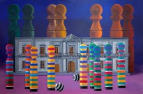 Мигель Баттлегазор — Существа Прометея, триптих_I, 1986 (холст, масло)