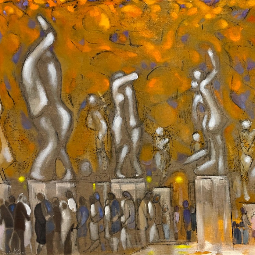 Немезио Антонес — Человек и его статуи, 1983 (холст, масло)