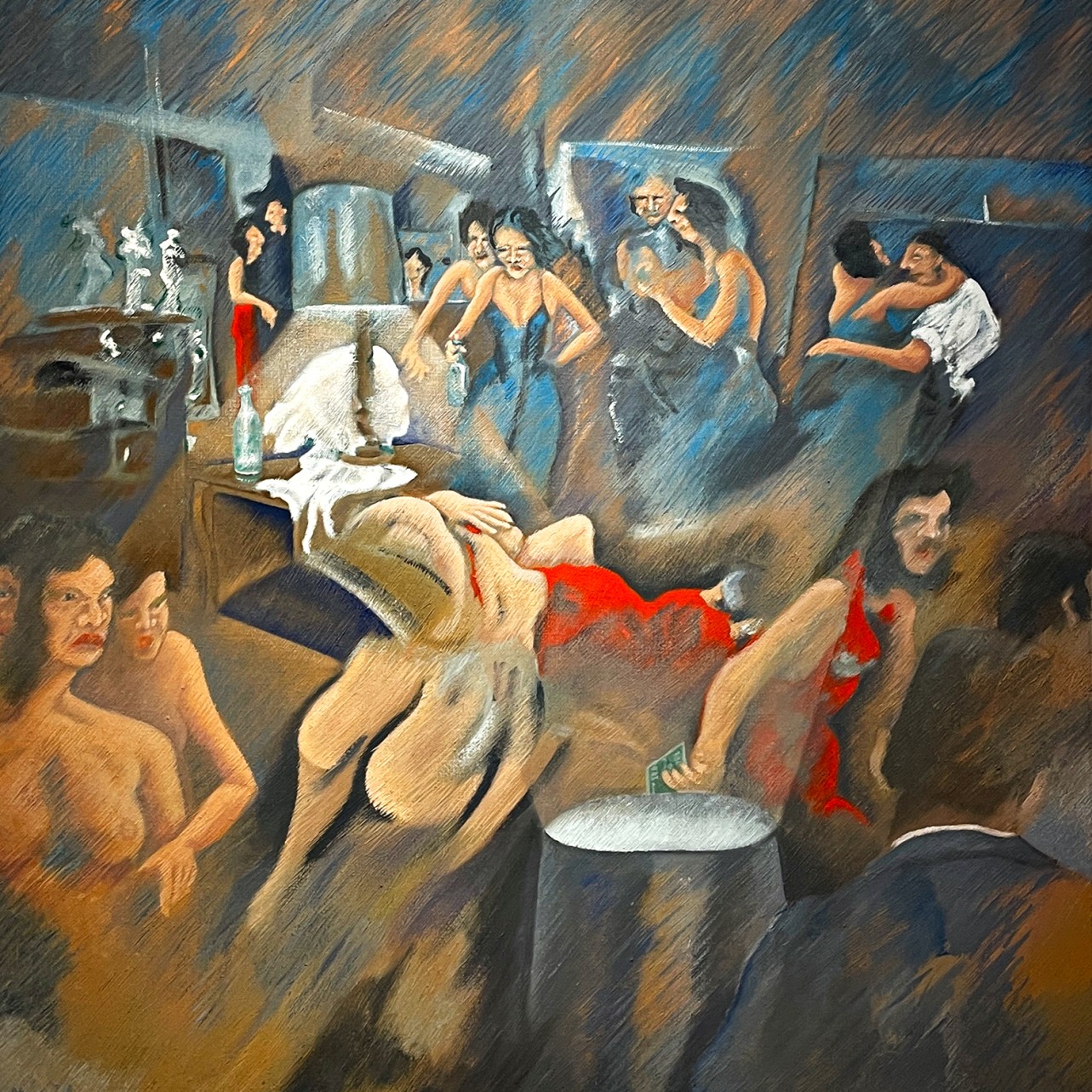 Оскар Родригес — Фиеста в красном, 1979 (холст, масло)