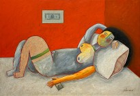 Роза Густаво — Девушка с долларом, 1986 (холст, масло)