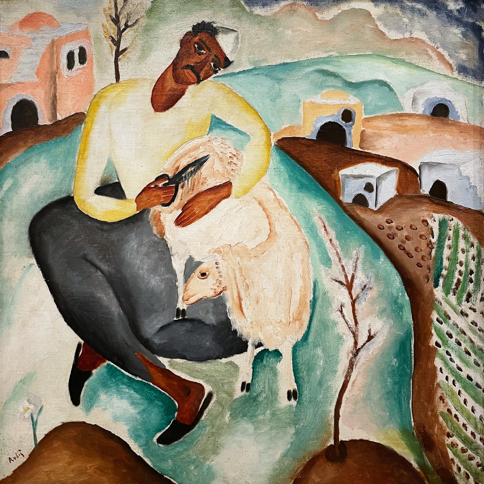 Реувен Рубин — Стрижка овцы, 1923 (холст, масло)