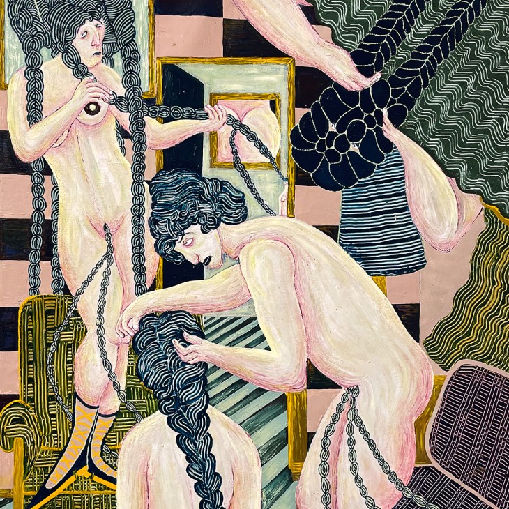 Нил и Карин Романо — Комната полная кос, 2024 (холст, акрил)