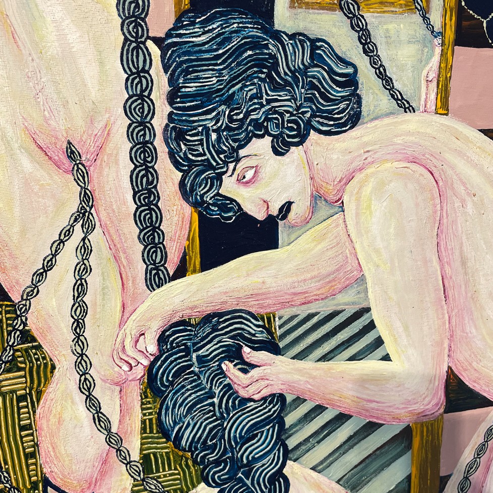 Нил и Карин Романо — Комната полная кос, фрагмент, 2024 (холст, акрил)