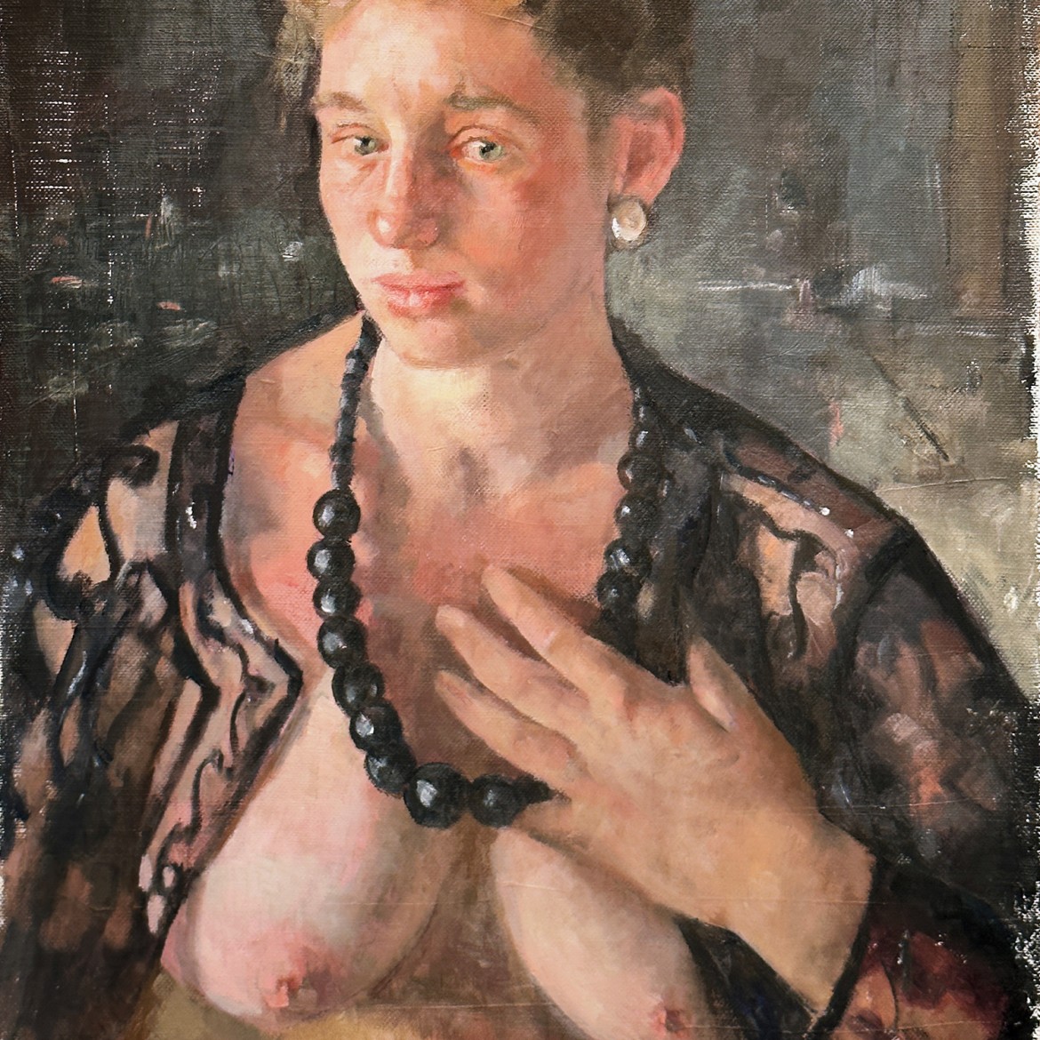 Рони Тахарлев — Девушка в черном ожерелье, 2017 (холст, масло)