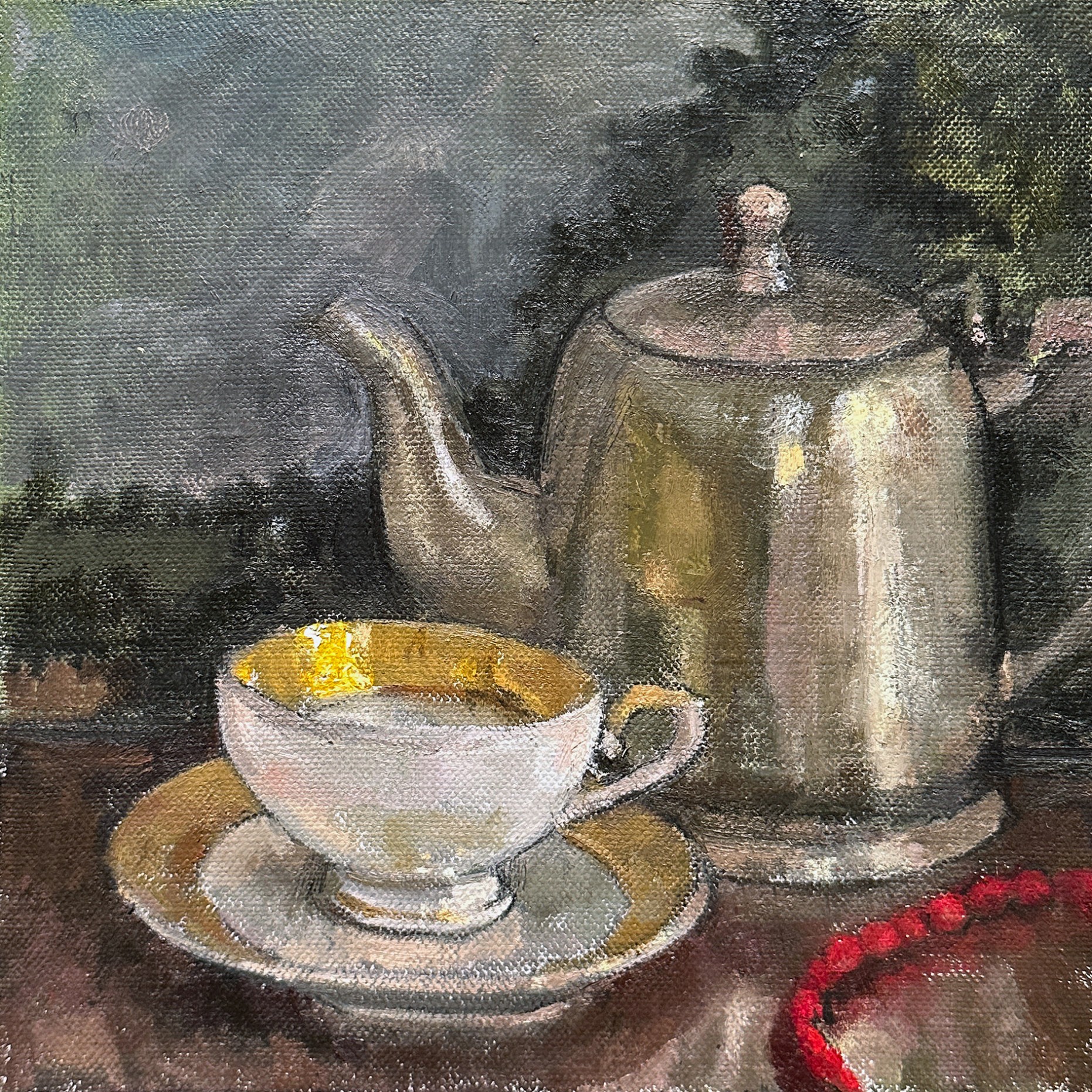 Рони Тахарлев — Натюрморт с красным ожерельем, 2020 (холст, масло)