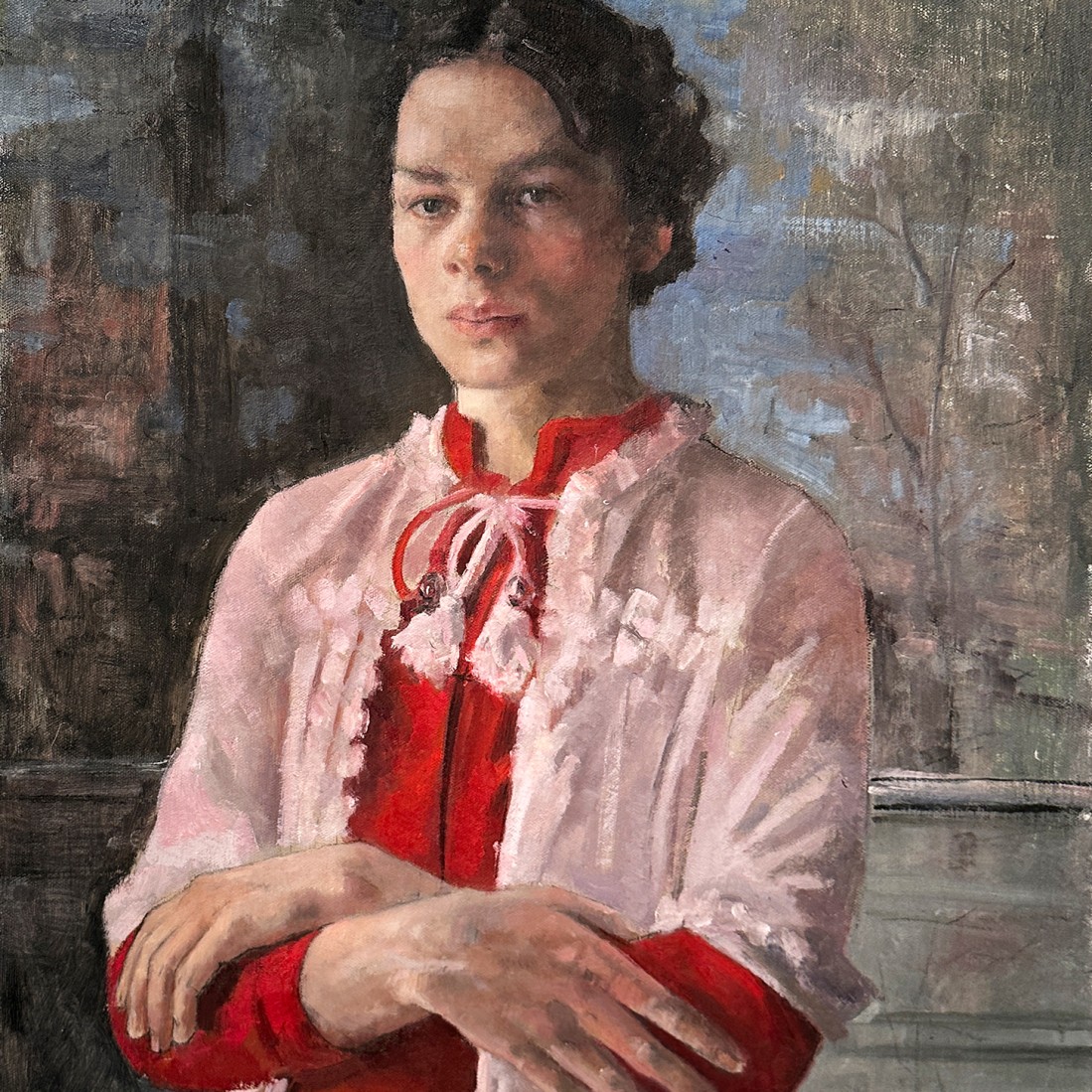 Рони Тахарлев — Портрет в красном платье, 2019 (холст, масло)