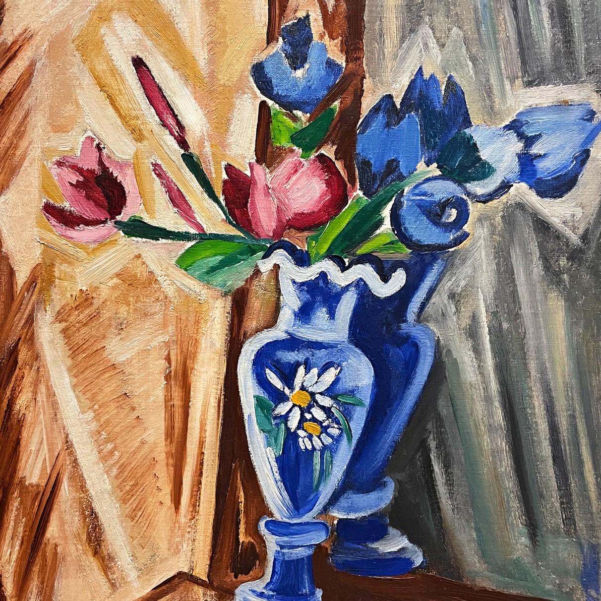 Ольга Розанова — Голубая ваза с цветами, 1913 (холст, масло)