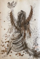 Реувен Рубен — Девушка с голубем, 1953 (акварель)