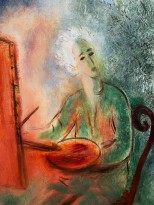 Реувен Рубин — Автопортрет под оливой, 1972 (холст, масло) фрагмент