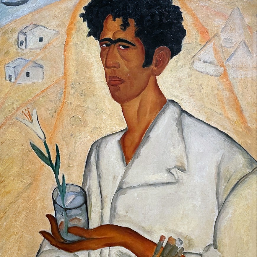 Реувен Рубин — Автопортрет с цветком, 1922 (холст, масло)