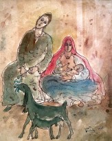 Реувен Рубин — Отдых на пути в Египет, 1926 (перо, акварель)