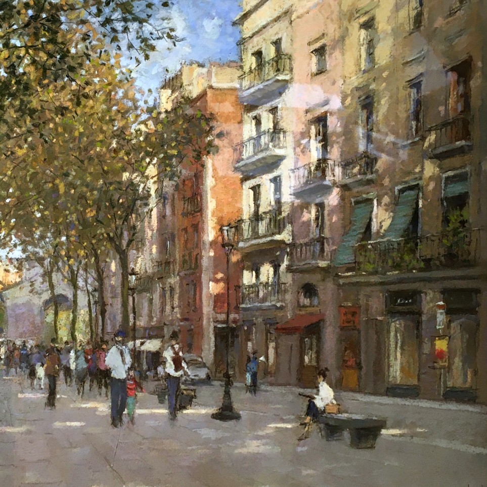 Сергей Усик — Барселона. Борн. Бульвар (бумага, пастель), 2015