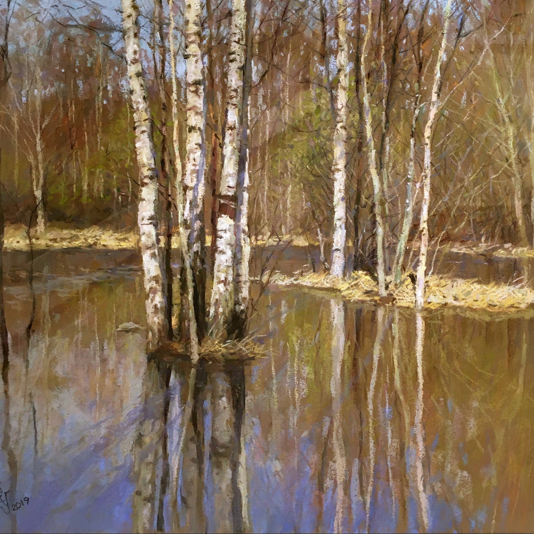Сергей Усик — Весенняя вода (бумага, пастель), 2019