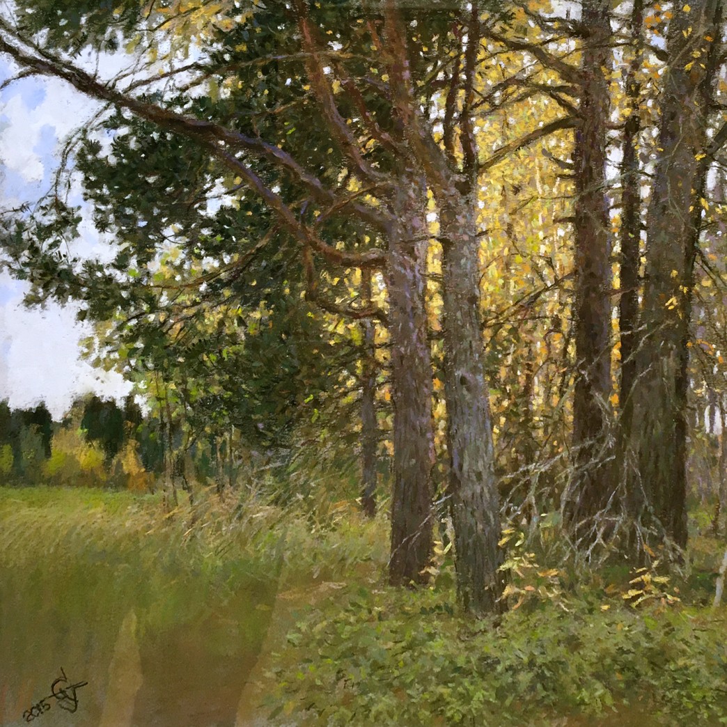 Сергей Усик — Октябрь. Лес (бумага, пастель), 2015