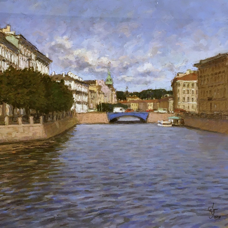 Сергей Усик — Синий мост на Мойке (бумага, пстель), 2019