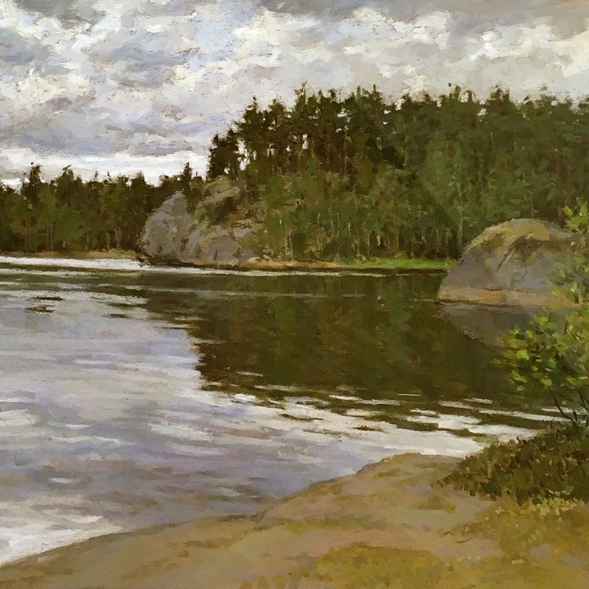 Сергей Усик — Финское озеро (бумага, пастель), 2019