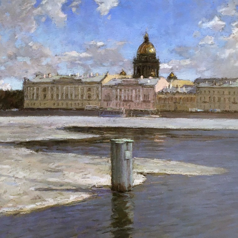 Сергей Усик— Нева весной (бумага, пастель), 2019