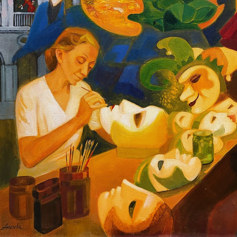 Валентина Анопова — Творцы карнавальных масок. Венеция, 2013 (холст, масло)