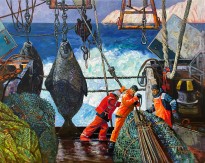 Татьяна Стрежбецкая — Ловля палтуса, 2022 (холст, масло)