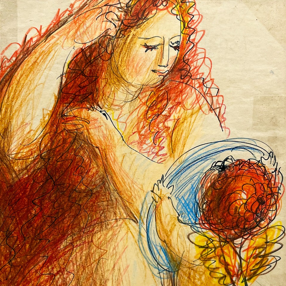 Татьяна Леонова — Венера перед зеркалом, 1995 (бумага, монотипия, сангина)