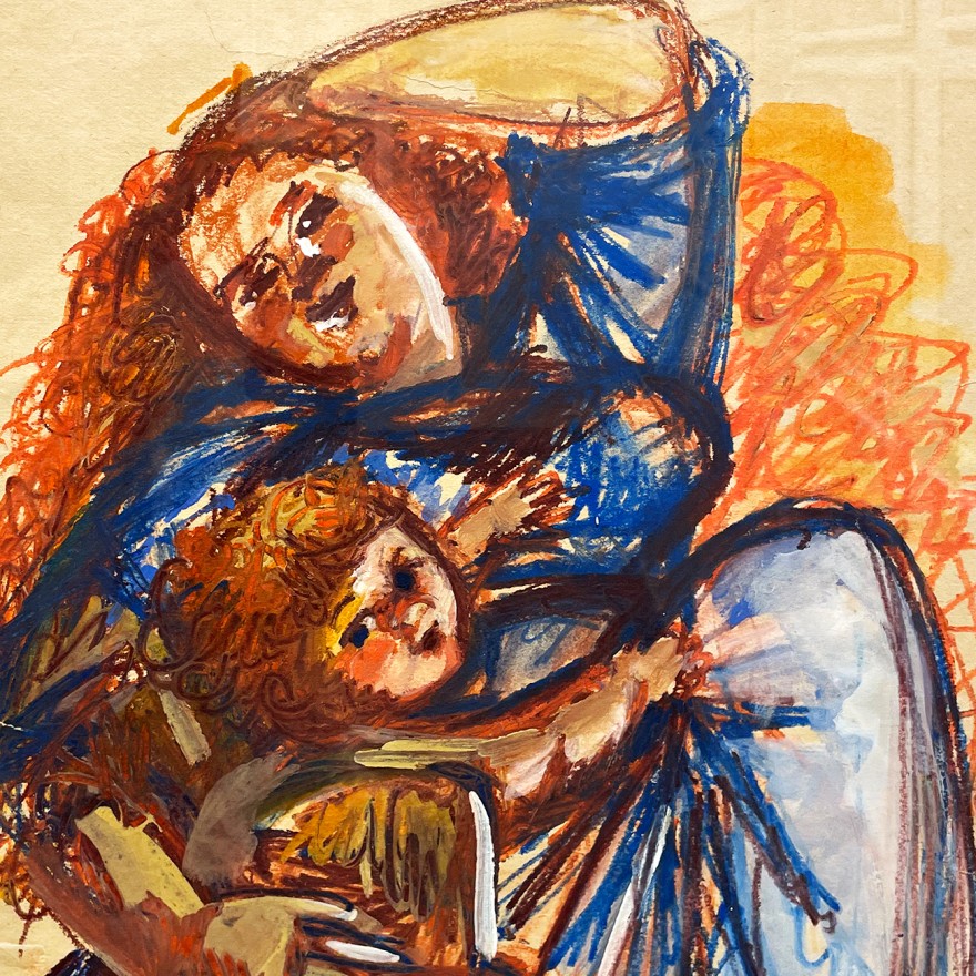 Татьяна Леонова — Венера с Амуром, 1997 (бумага, акварельный мелок, гуашь, темпера)