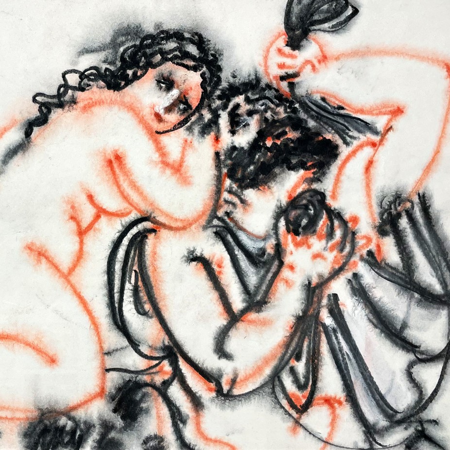 Татьяна Леонова — Деянира и раненый Несс, 1996 (бумага, акварельный мелок)