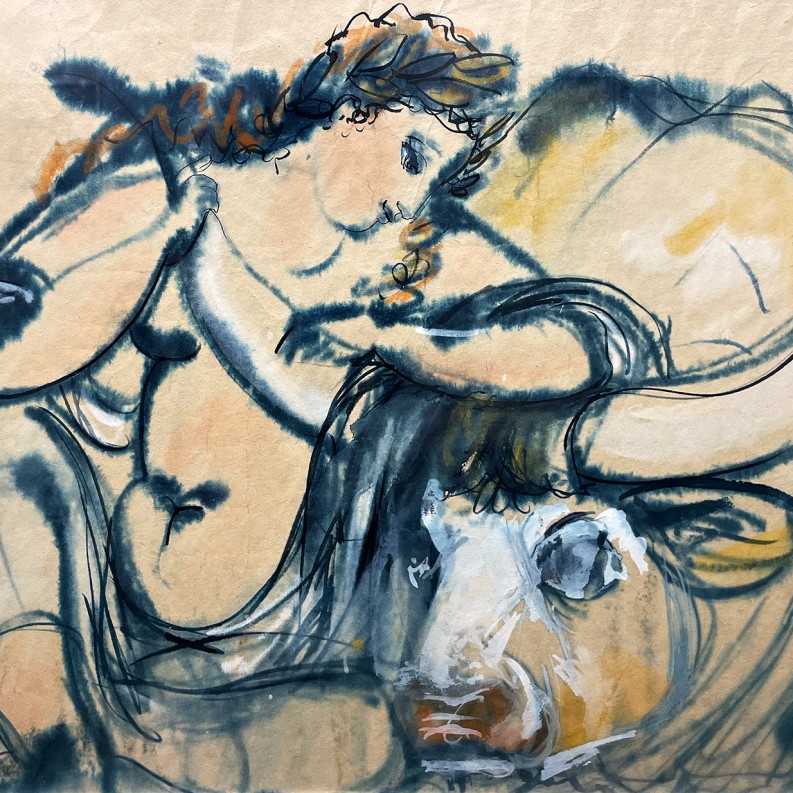 Татьяна Леонова — Европа отдыхающая, 2001 (бумага, чернила, гуашь, сангина)