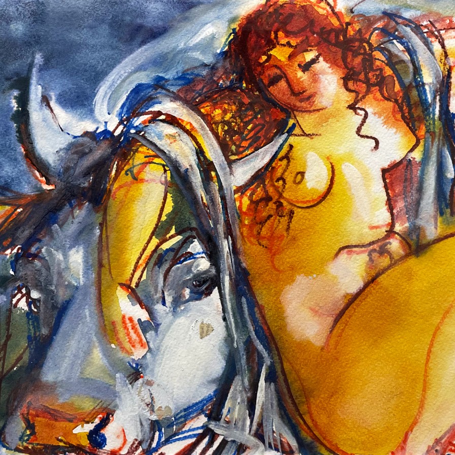 Татьяна Леонова — Отдыхающая Европа, 2006 (бумага, акварельный мелок, акварель, гуашь))