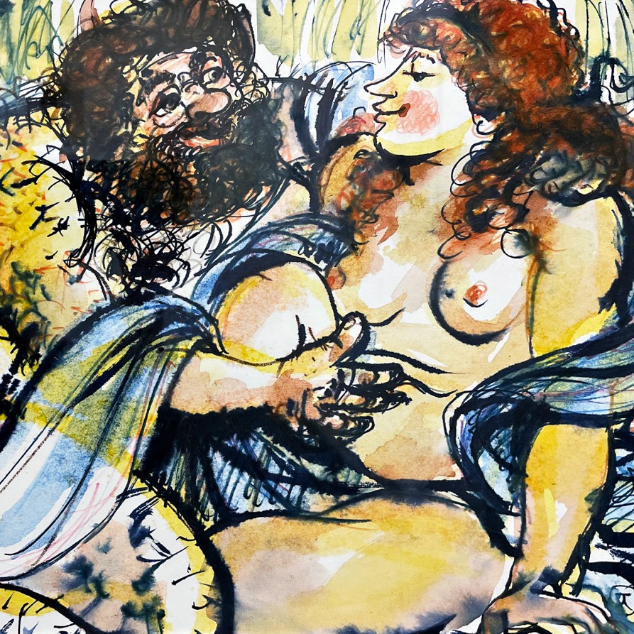 Татьяна Леонова — Сатир и Вакханка, 2013 (бумага, акварель, чернила, гуашь)