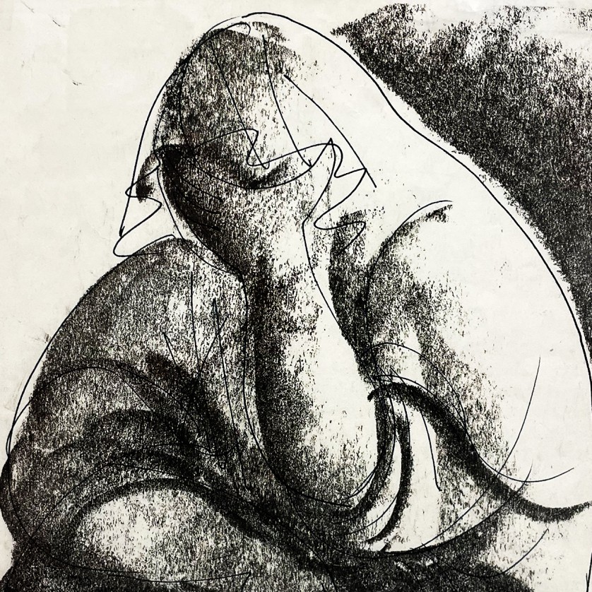 Татьяна Леонова — Серия Женщина, состояние. Скорбное раздумье, 1990 (бумага, монотипия)