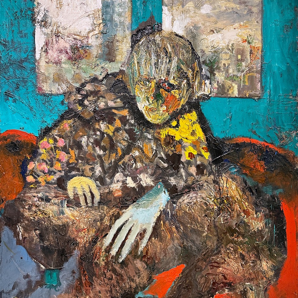 Ран Тененбаум — Девушка с собачкой, 2022 (холст, масло)