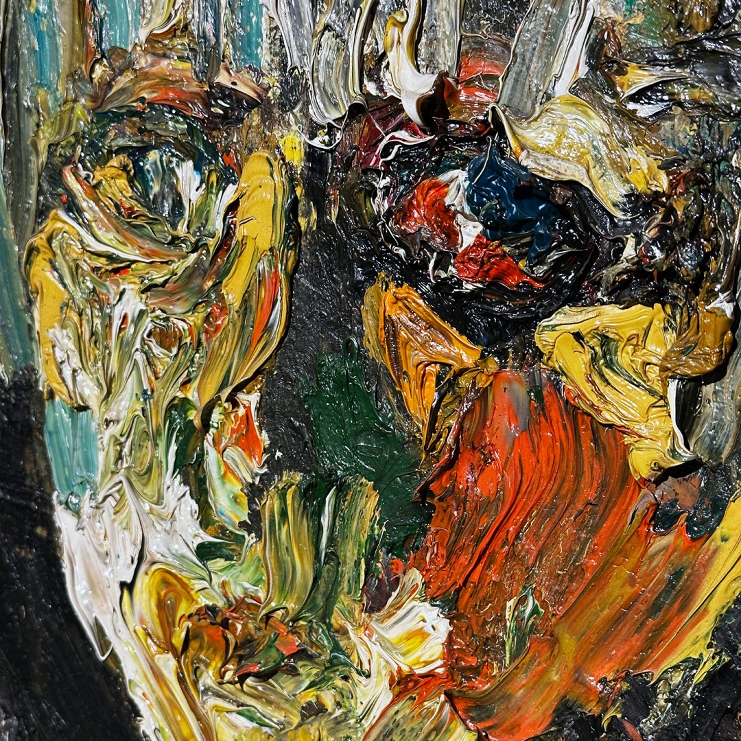 Ран Тененбаум — Девушка с собачкой, 2022 (холст, масло) фрагмент