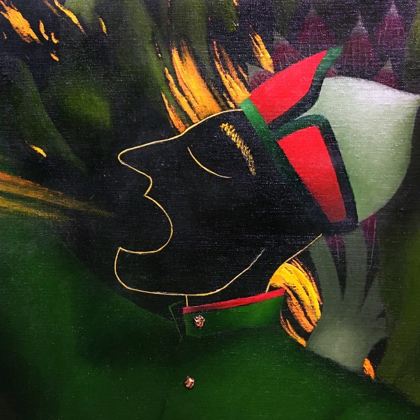 Виктор Норкин — Война с сорняками, фрагмент (холст, масло), 2014