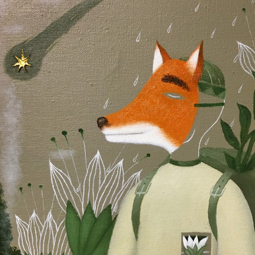 Виктор Норкин — Грустный лис, фрагмент (холст, масло), 2016