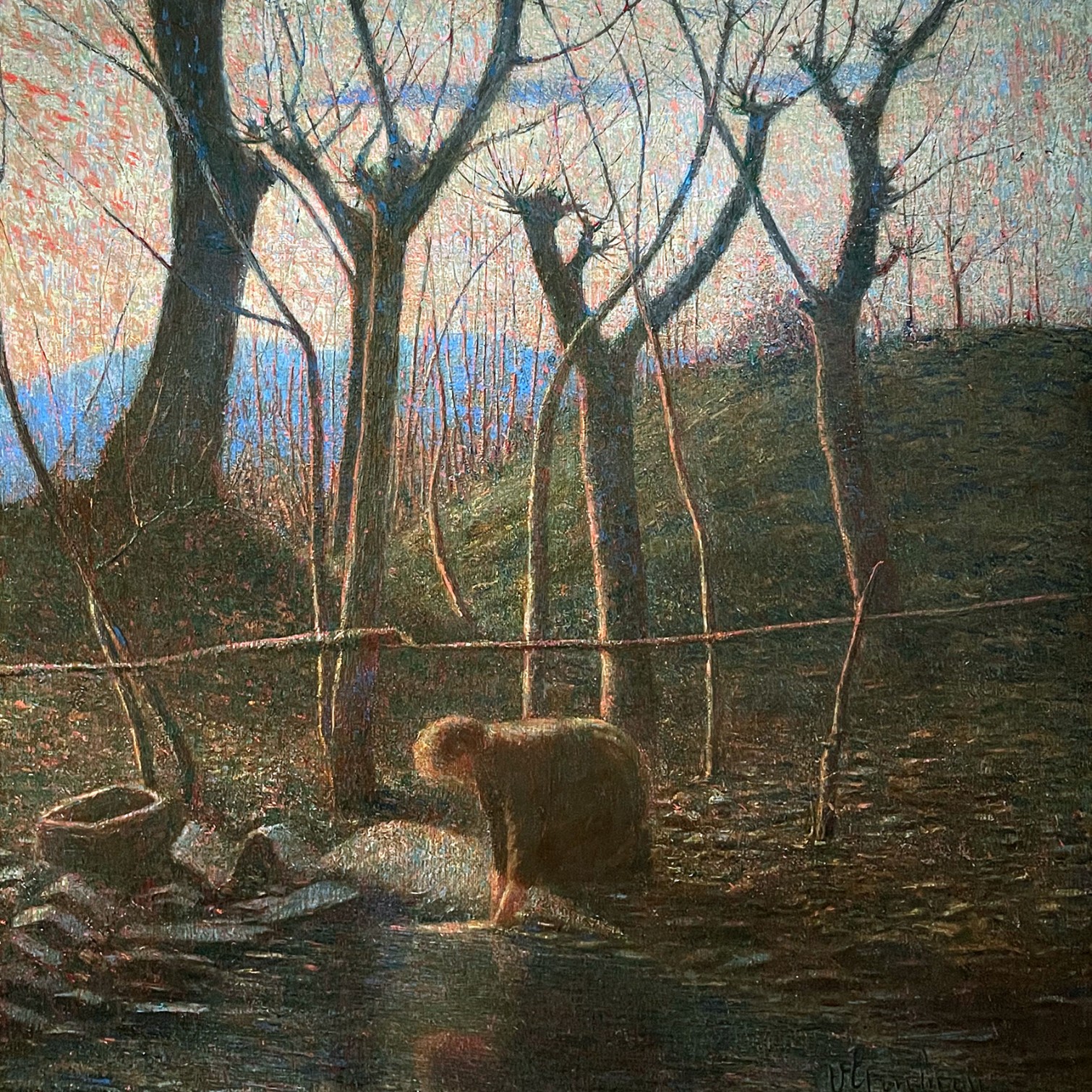 Витторе Грубичи де Драгон — У прохладного источника (Прачка, осенний вечер), (холст, масло), 1890-1901