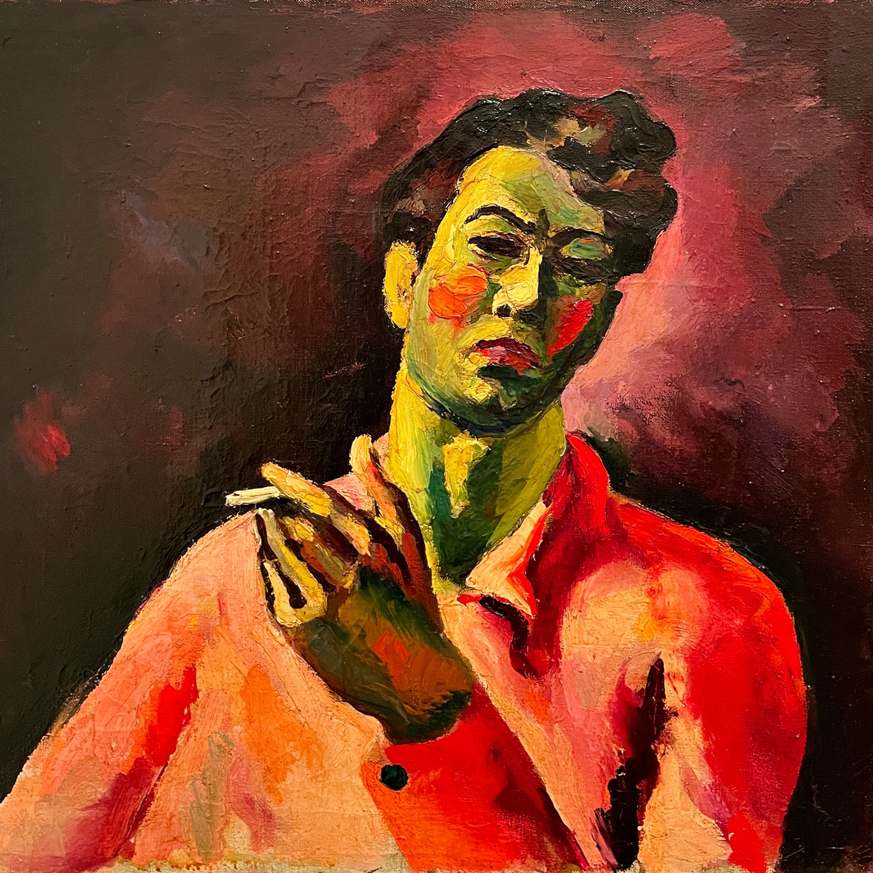 Олег Целков — Автопортрет с сигаретой, 1956 (холст, масло)