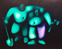 Олег Целков — Двое с лопатой и топором, 1992 )холст, масло)