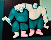 Олег Целков — Двое с топорами, 1996 (холст, масло)