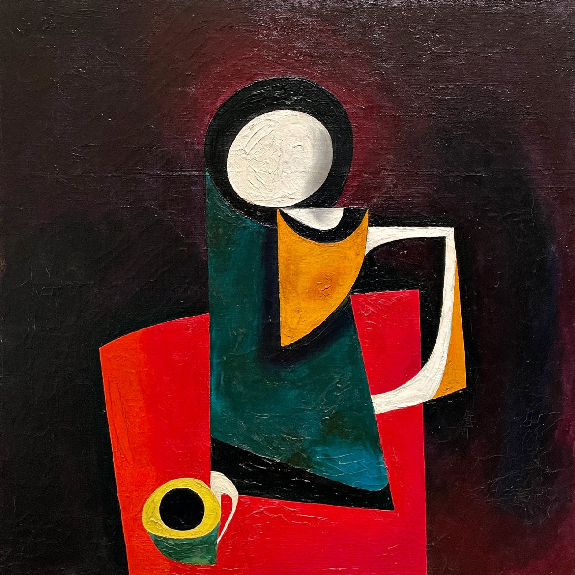 Олег Целков — Кофейник и стакан, 1958 (холст, масло)