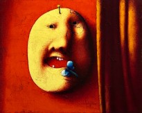 Олег Целков — Маска, стрекоза и драпировка 1, 1977 (холст, масло)