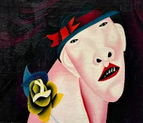 Олег Целков — Новое лицо. Портрет с цветком, 1963 (холст, масло)