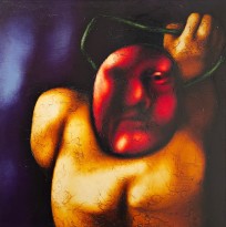 Олег Целков — Портрет с маской, 1974 (холст, масло)