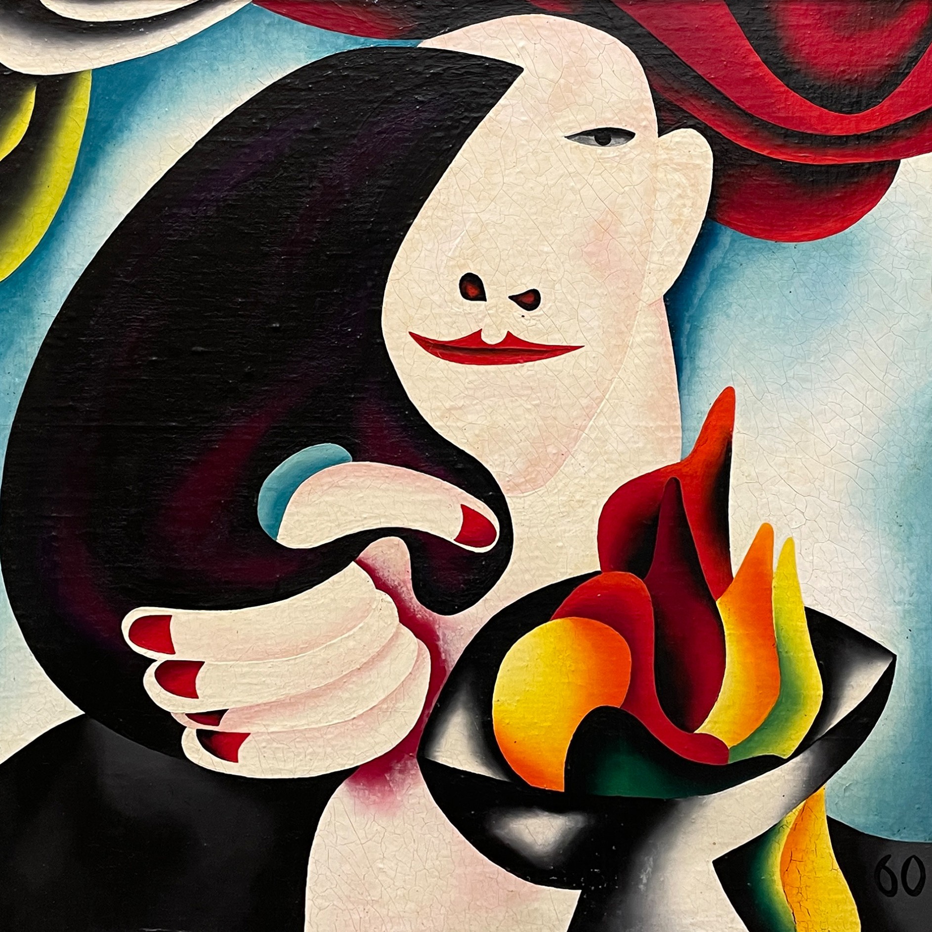 Олег Целков — Портрет с палеттой, 1960 (холст, масло)