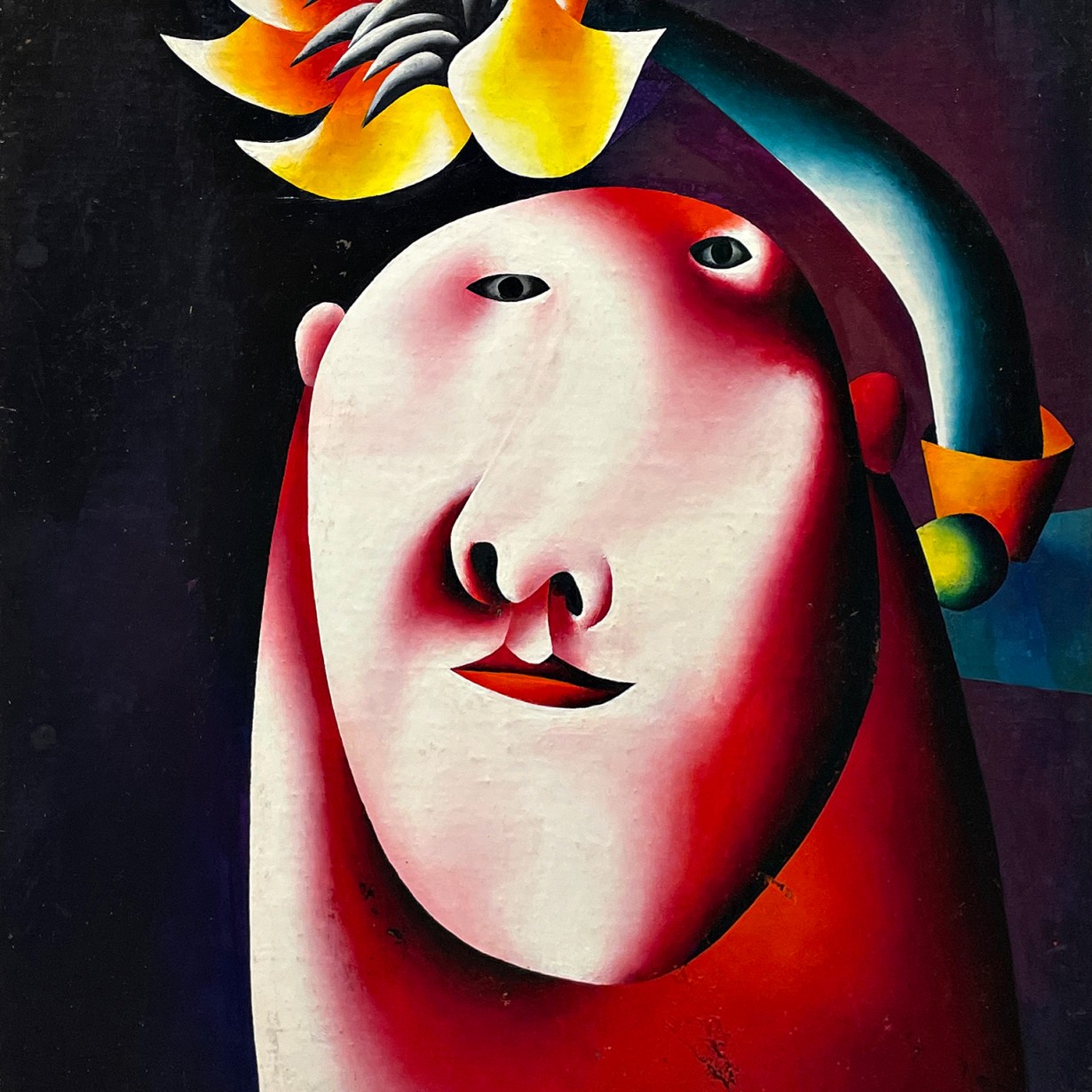Олег Целков — Портрет с цветком, 1961 (холст, масло)