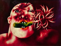 Олег Целков — Портрет с цветком (Памяти Юло Соостера), 1970 (холст, масло)